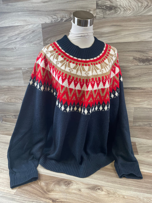 Sweater By Tommy Hilfiger In Blue & Red, Size: 3x