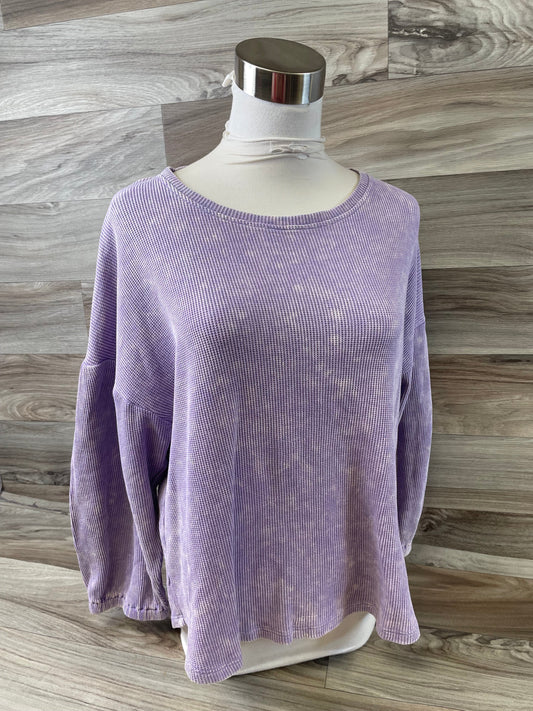 Top Long Sleeve By Time And Tru In Purple & White, Size: M