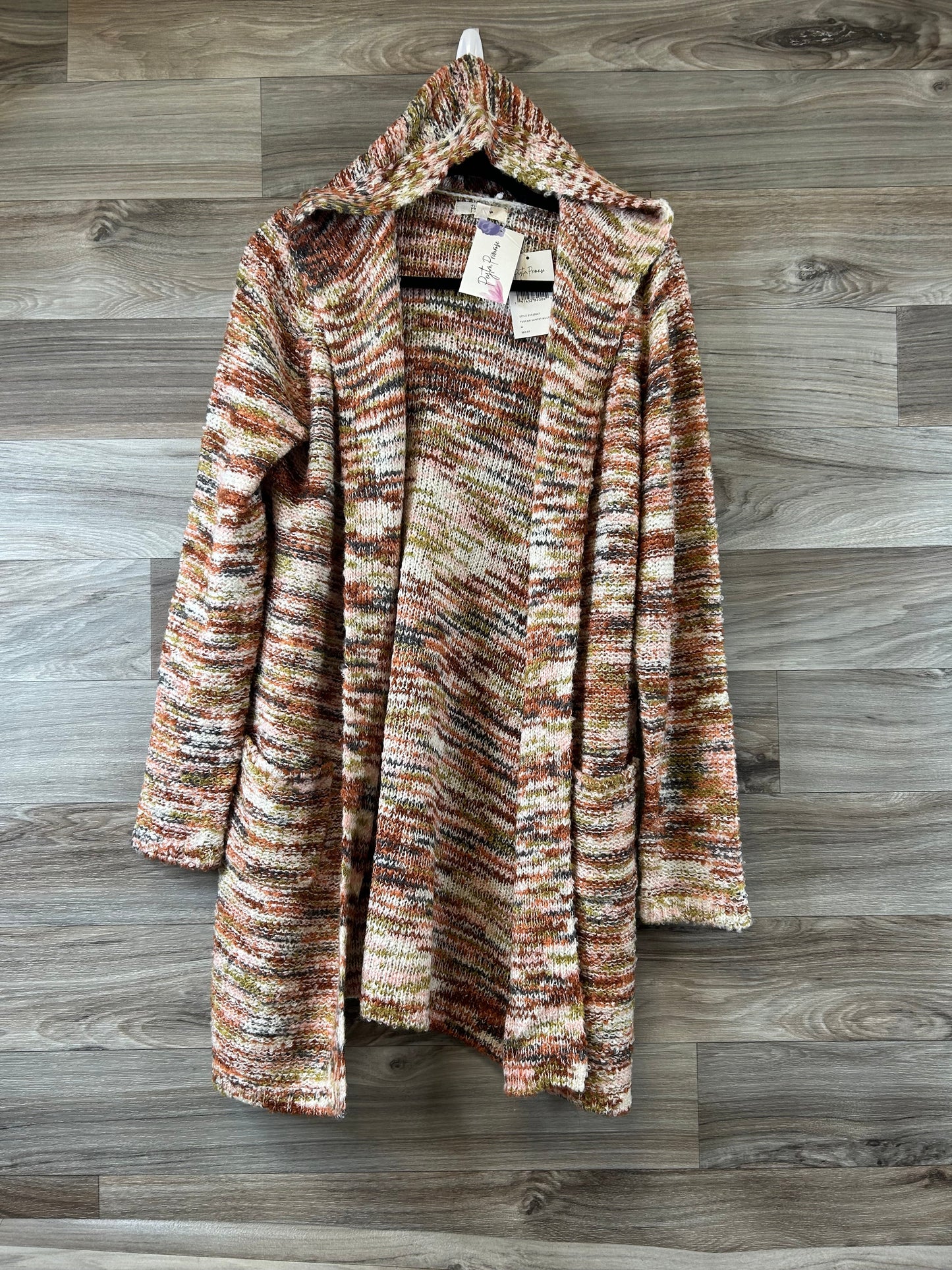 Sweater Cardigan By Clothes Mentor In Orange & Pink, Size: M