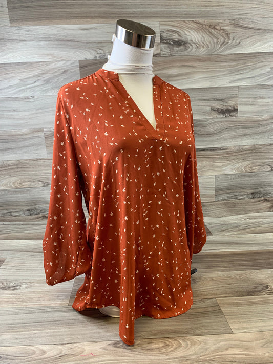 Top Long Sleeve By Lush In Orange & White, Size: M