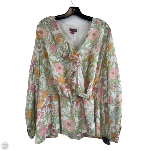 Top Long Sleeve By Vince Camuto In Floral Print, Size: 1x