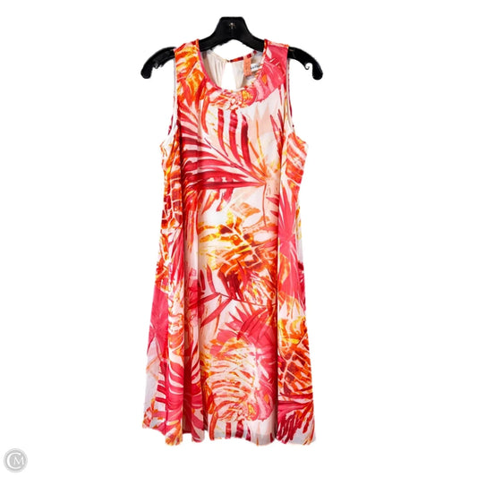 Dress Casual Midi By Calvin Klein In Orange & White, Size: M