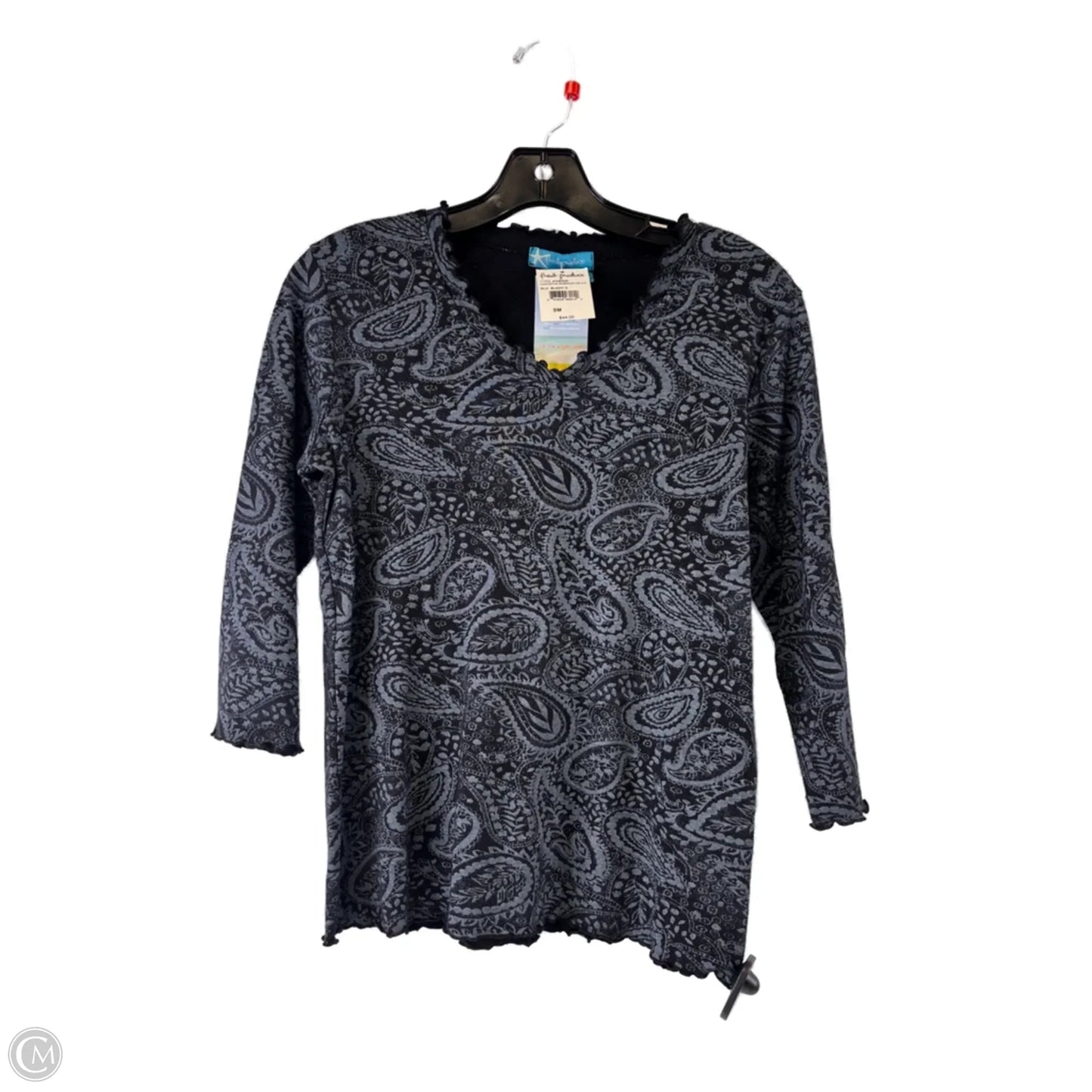 Top Long Sleeve Basic By Fresh Produce In Black & Blue, Size: S