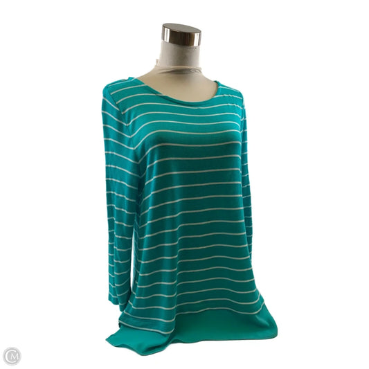 Top 3/4 Sleeve By Talbots In Blue & White, Size: Lp