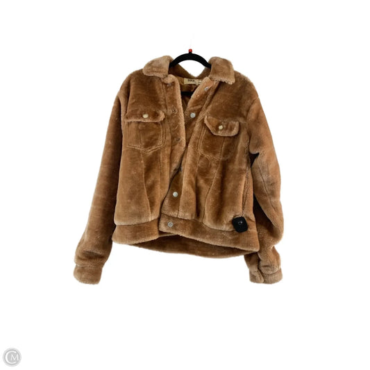 Jacket Faux Fur & Sherpa By Bke In Brown, Size: M