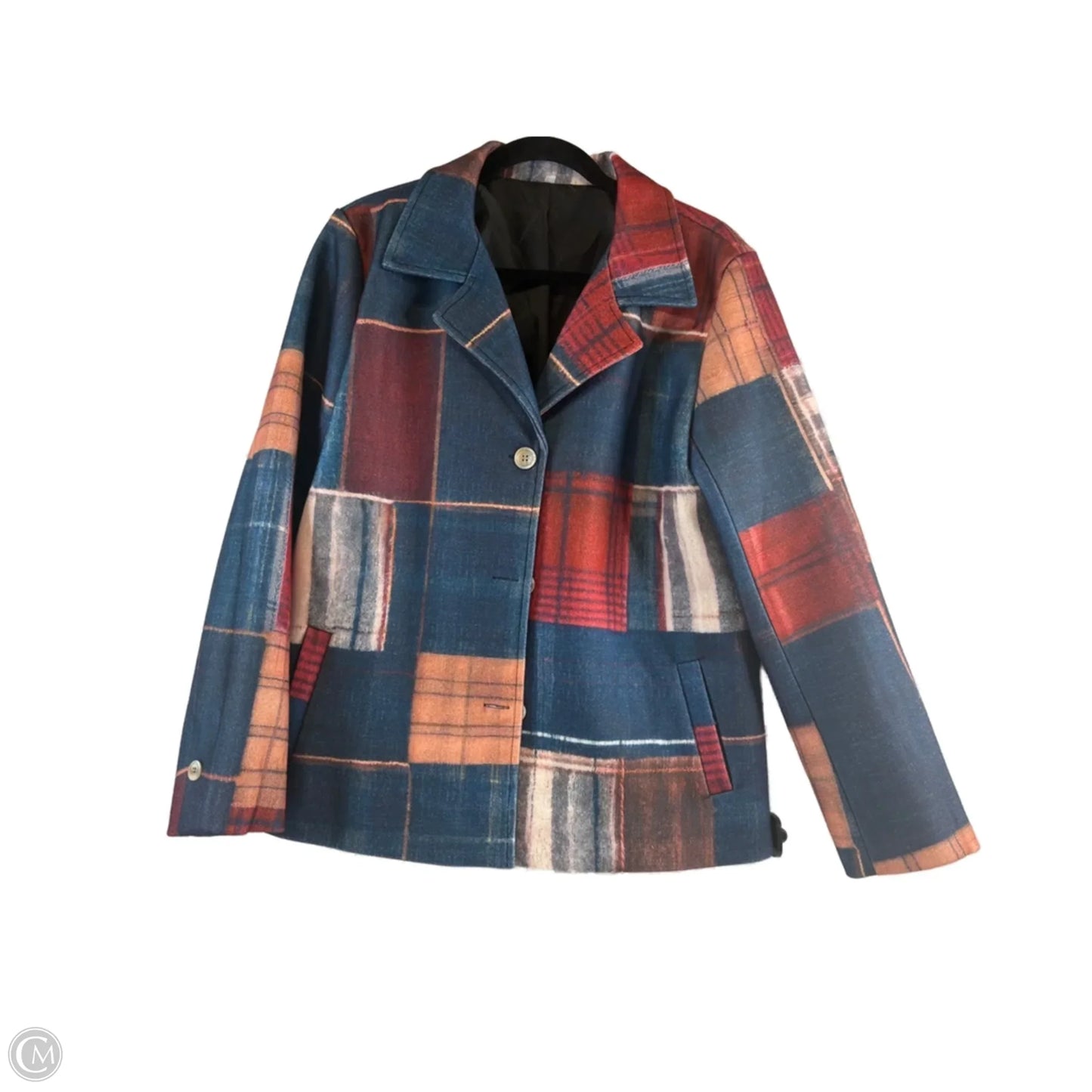 Jacket Shirt By Clothes Mentor In Blue Red & White, Size: M