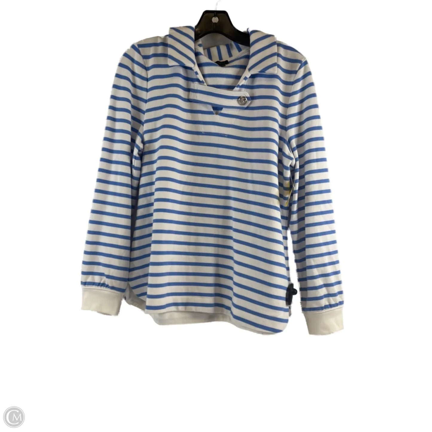 Top Long Sleeve By Talbots In Blue & White, Size: L
