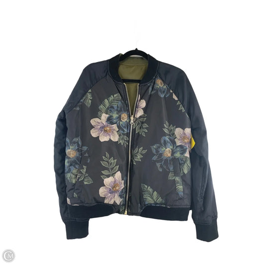 Jacket Puffer & Quilted By Thread And Supply In Black & Green, Size: L