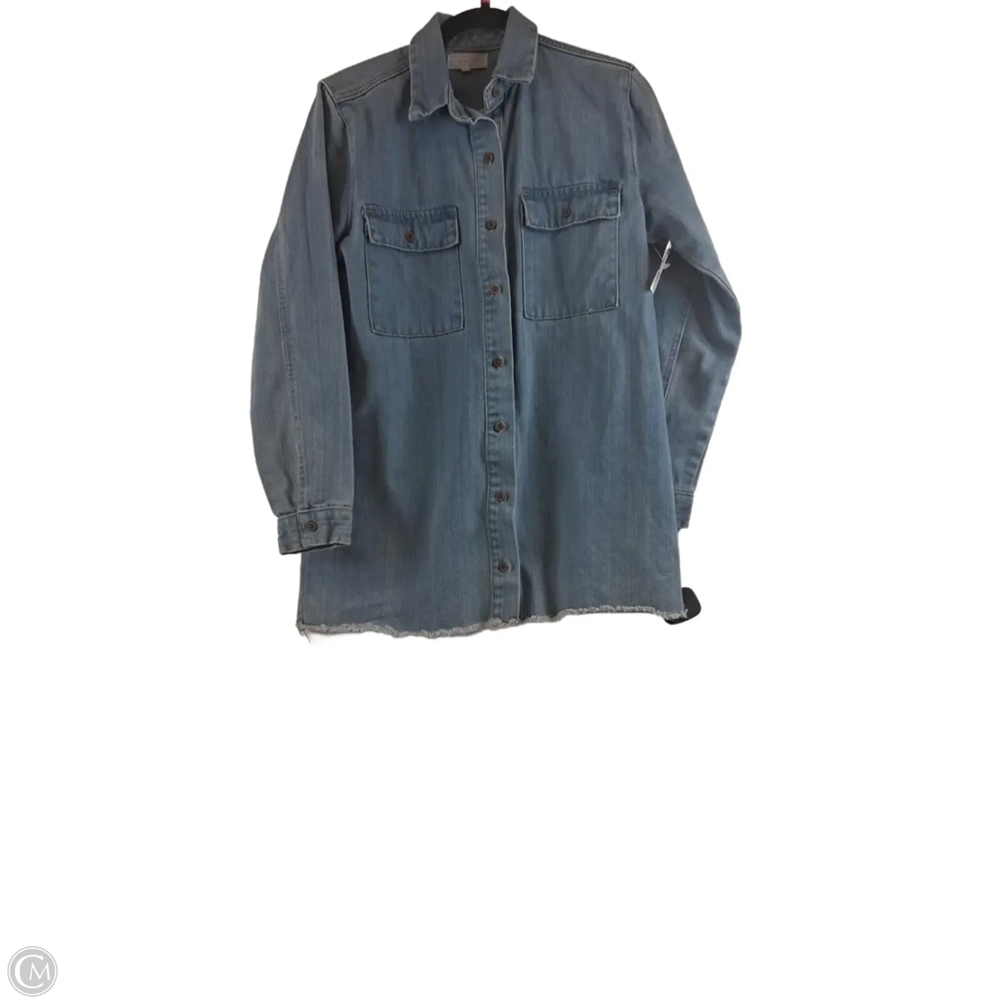 Jacket Shirt By Sage In Blue Denim, Size: M