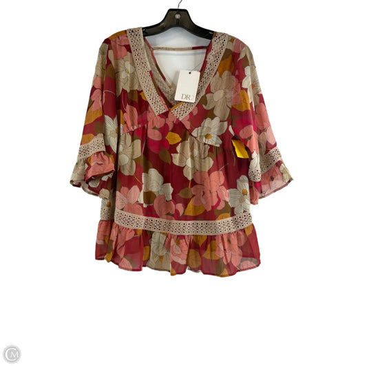 Top Short Sleeve By Dr2 In Red & Tan, Size: M