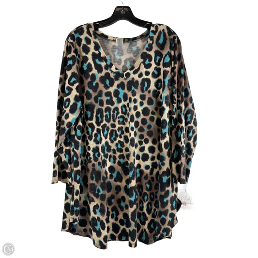Top Long Sleeve By Honeyme In Leopard Print, Size: 3x