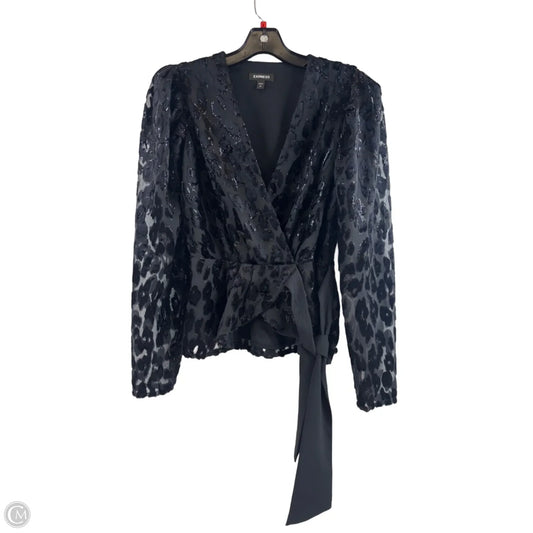 Blouse Long Sleeve By Express In Black, Size: Sp