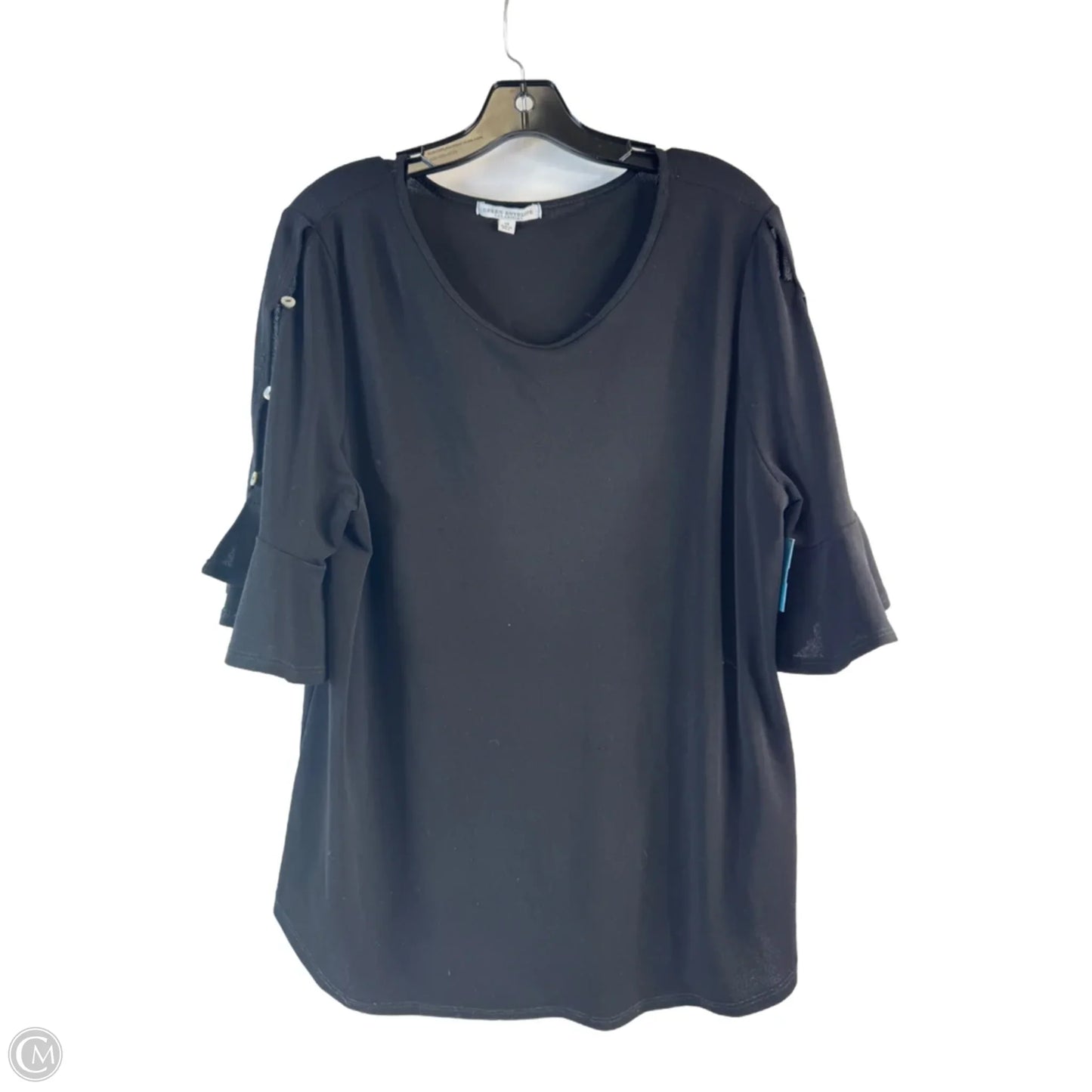 Top 3/4 Sleeve By Green Envelope In Black, Size: 1x