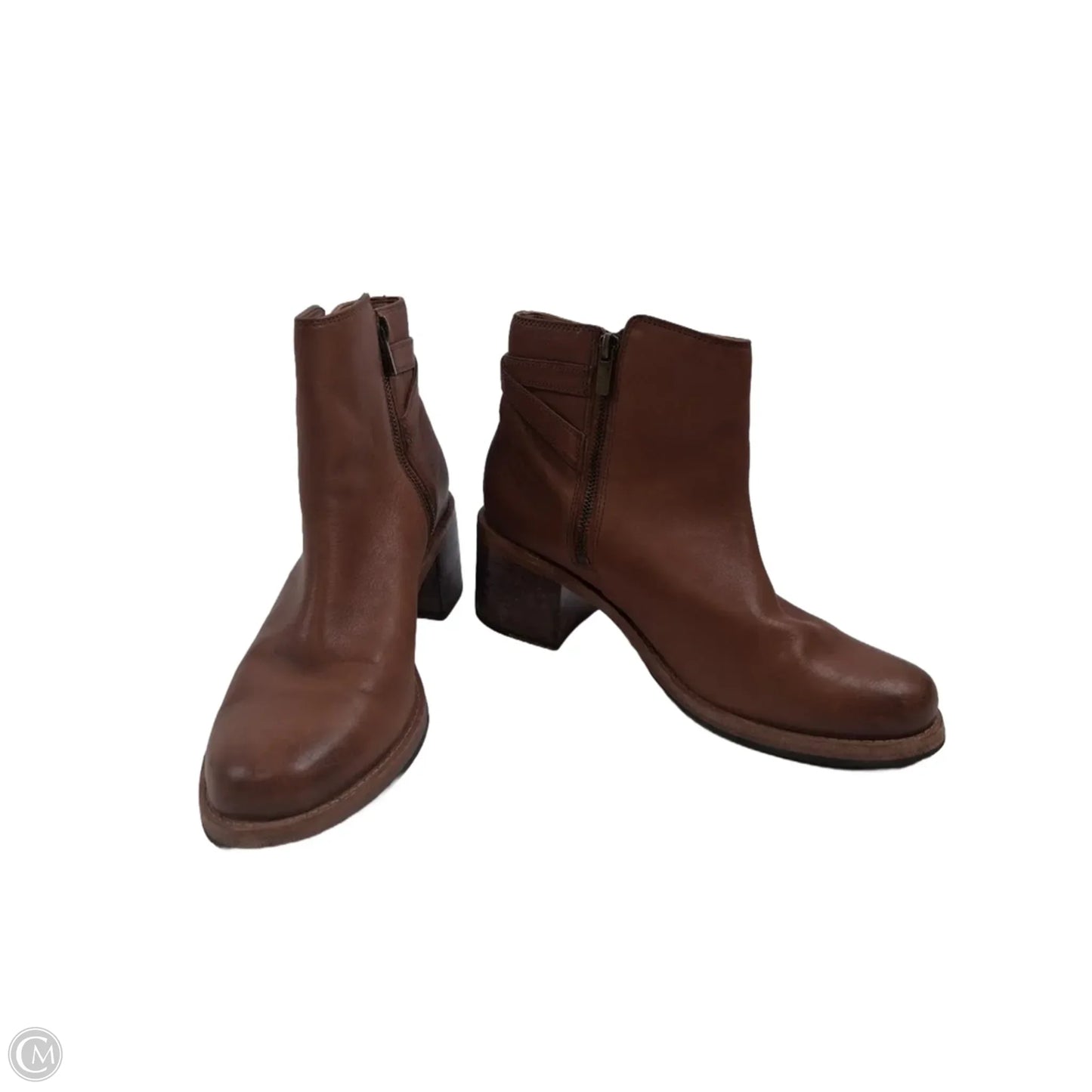 Boots Ankle Heels By Clarks In Brown, Size: 9