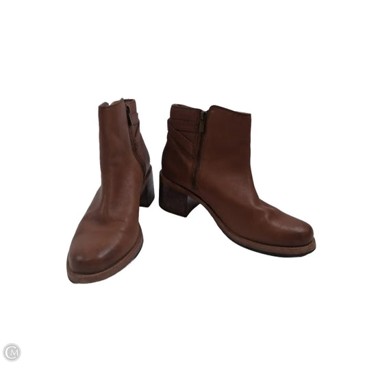 Boots Ankle Heels By Clarks In Brown, Size: 9