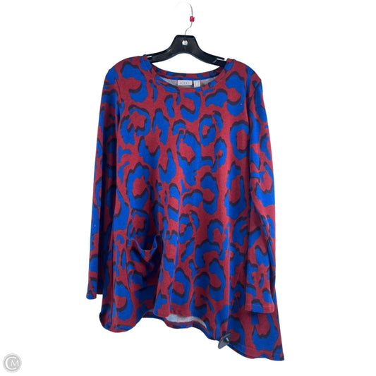 Top Long Sleeve By Logo In Blue & Red, Size: M