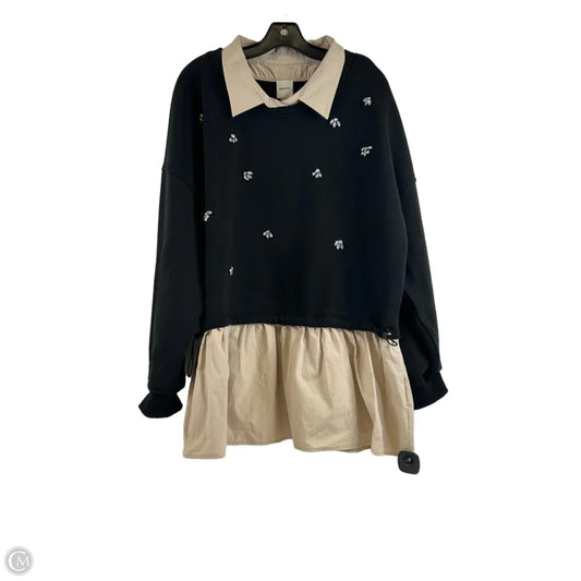 Top Long Sleeve By Maeve In Black & Tan, Size: Xl