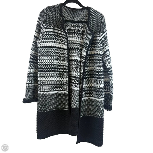 Sweater Cardigan By Ann Taylor In Black & White, Size: M