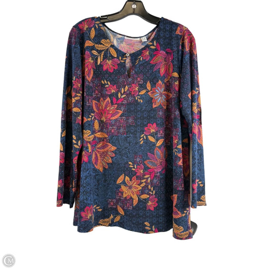 Top Long Sleeve By Susan Graver In Blue & Pink, Size: Lp