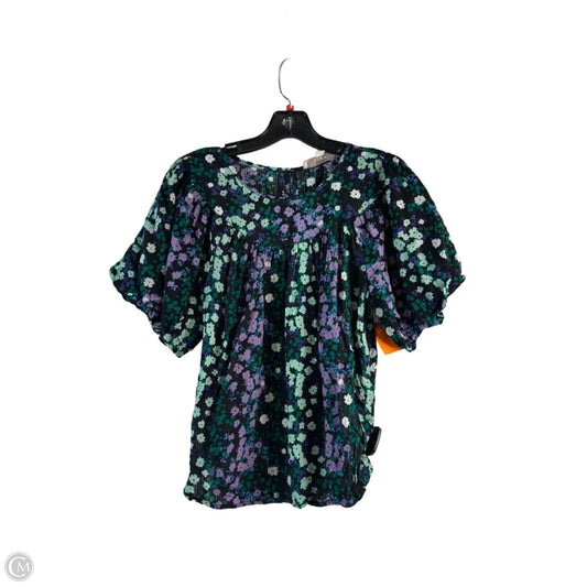 Top Short Sleeve By Loft In Black & Purple, Size: Xs