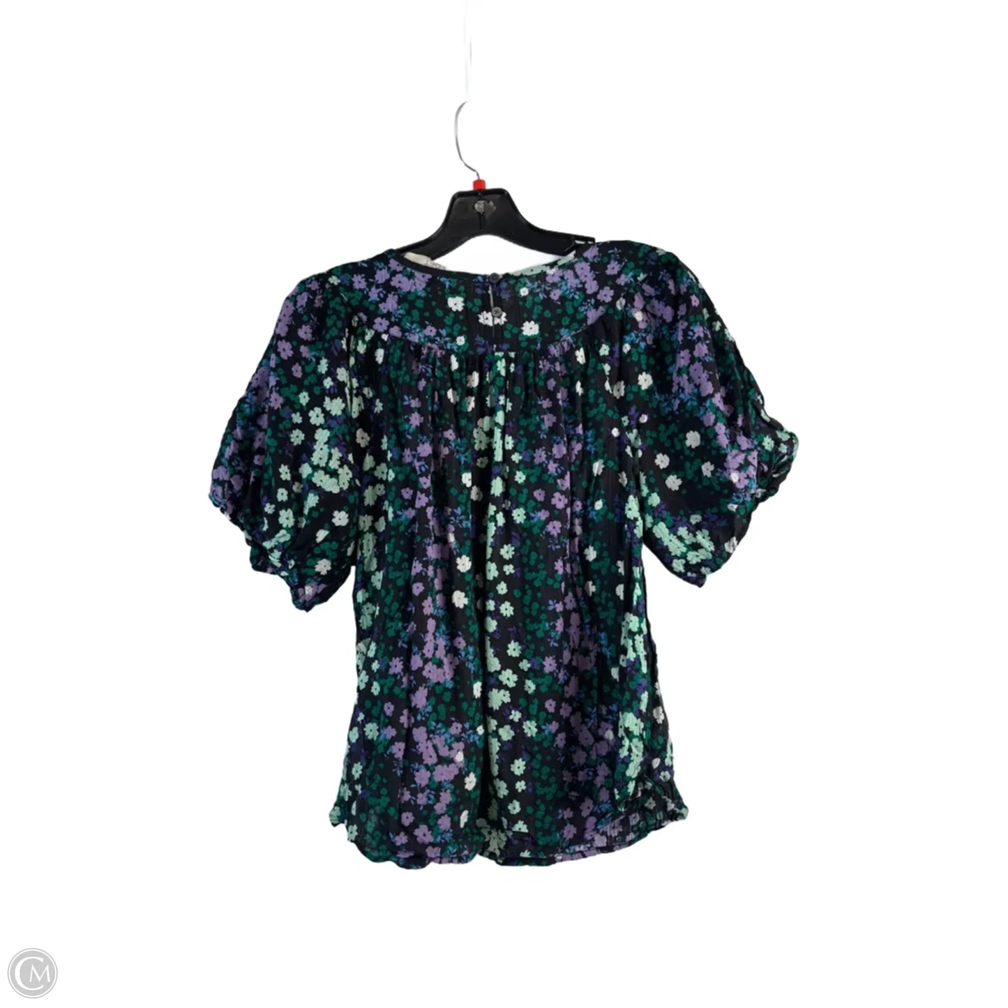 Top Short Sleeve By Loft In Black & Purple, Size: Xs
