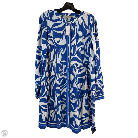 Dress Casual Midi By Loft In Blue & White, Size: Xs