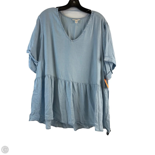 Top Short Sleeve By Terra & Sky In Blue Denim, Size: 2x