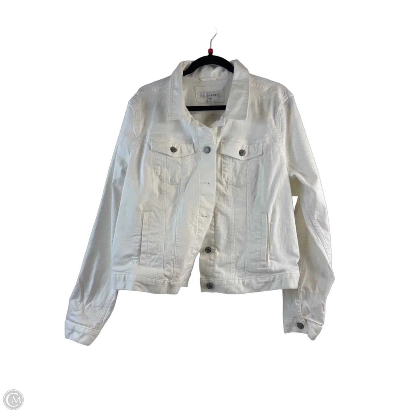 Jacket Denim By Loft In White Denim, Size: Xl