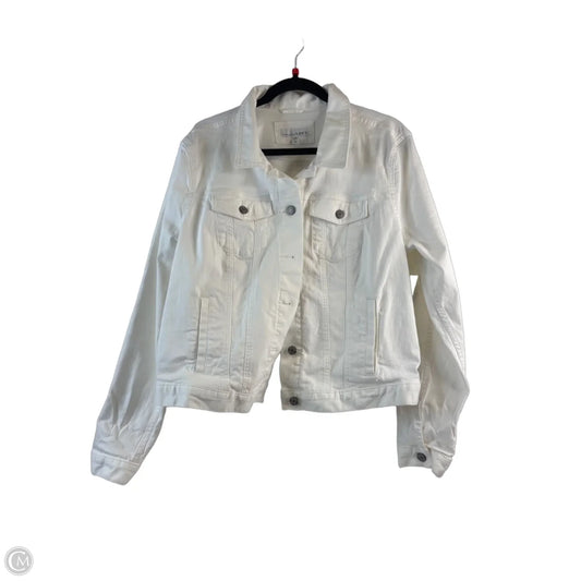 Jacket Denim By Loft In White Denim, Size: Xl