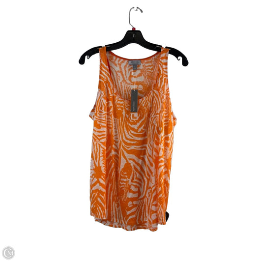 Top Sleeveless By Jcp In Orange & White, Size: L