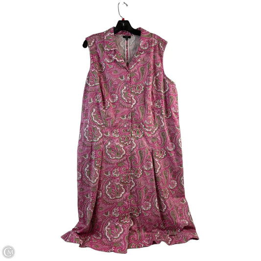 Dress Casual Maxi By Talbots In Green & Pink, Size: 1x