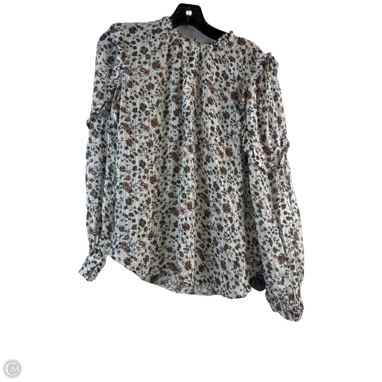 Top Long Sleeve By Loft In Green & White, Size: M