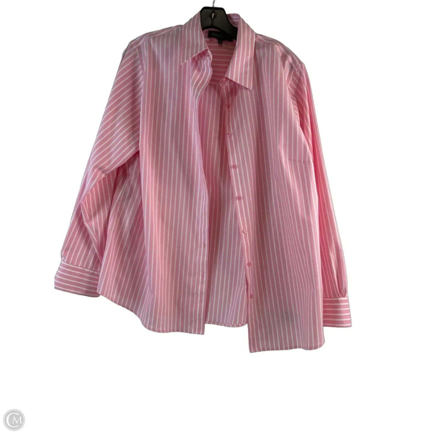 Top Long Sleeve By Jones New York In Pink & White, Size: 1x
