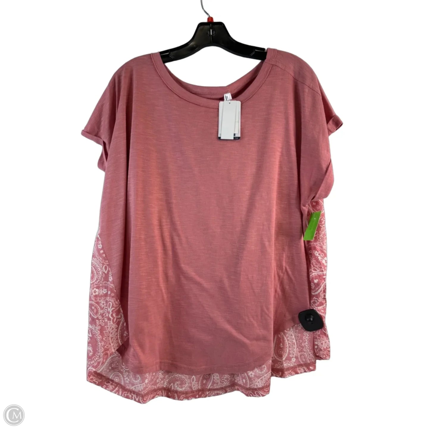 Top Short Sleeve Basic By Seven 7 In Pink & White, Size: L