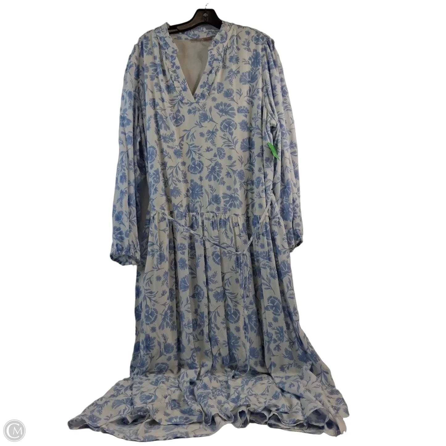 Dress Casual Maxi By Clothes Mentor In Blue & White, Size: Xxl
