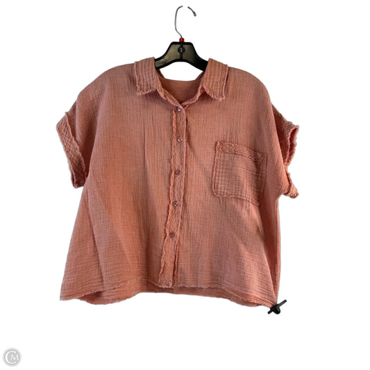 Top Short Sleeve By Blu Pepper In Peach, Size: L