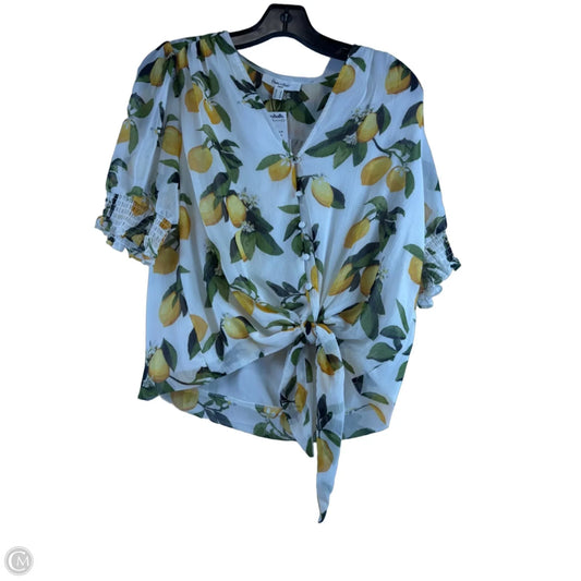 Top Short Sleeve By Clothes Mentor In White & Yellow, Size: M