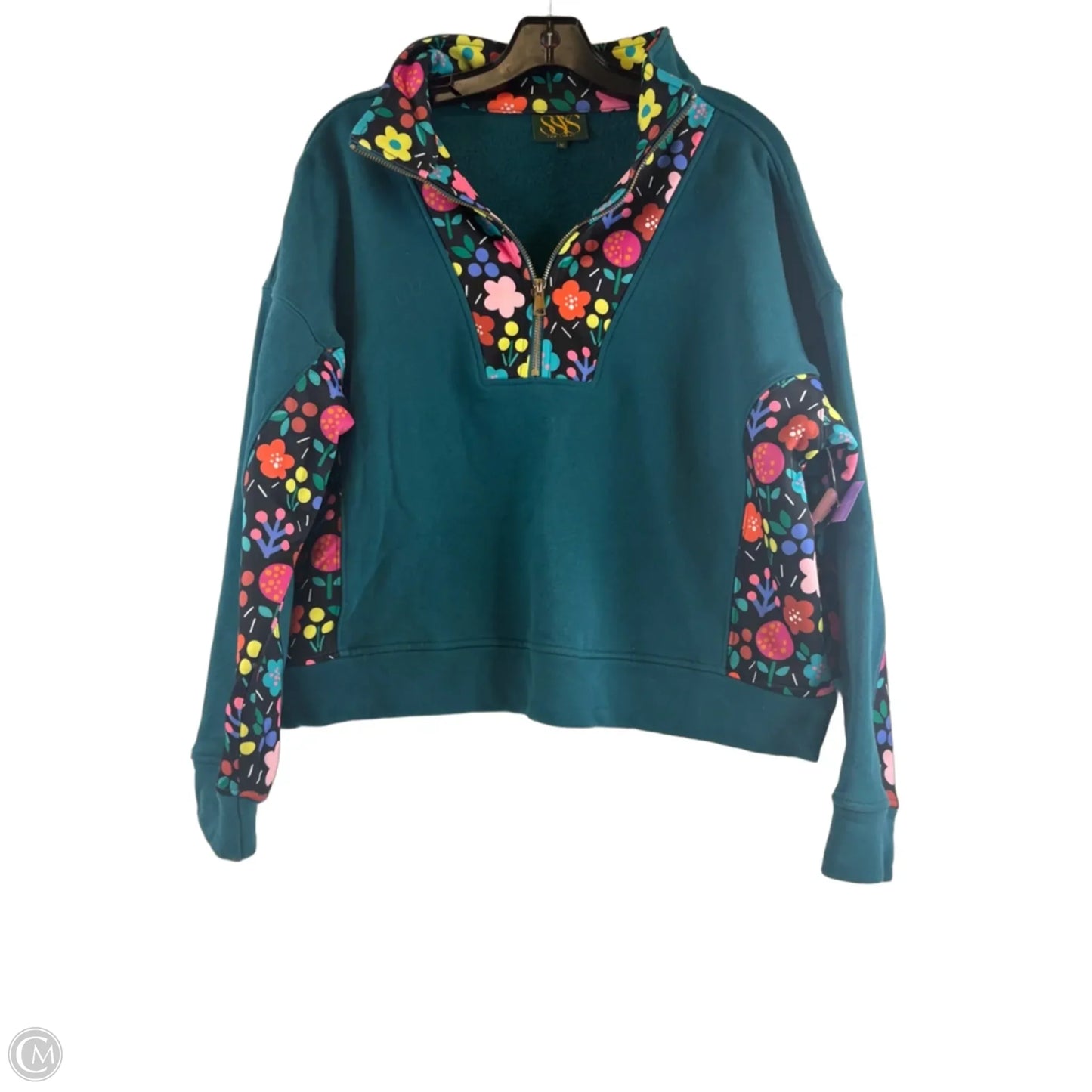 Sweatshirt Collar By Clothes Mentor In Teal, Size: M