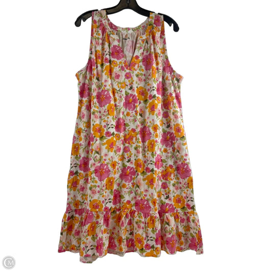 Dress Casual Midi By Lands End In Orange & Pink, Size: L