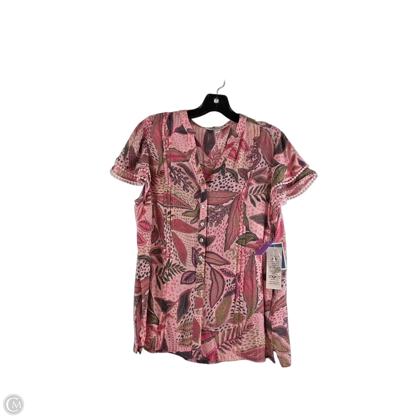 Top Short Sleeve By Nanette By Nanette Lepore In Green & Pink, Size: M