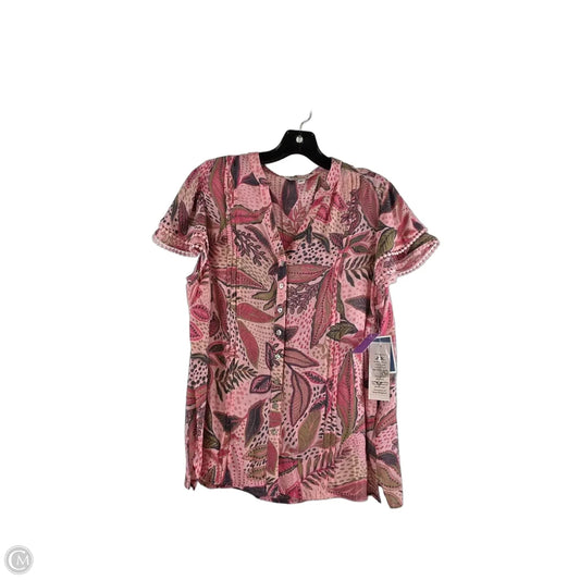 Top Short Sleeve By Nanette By Nanette Lepore In Green & Pink, Size: M