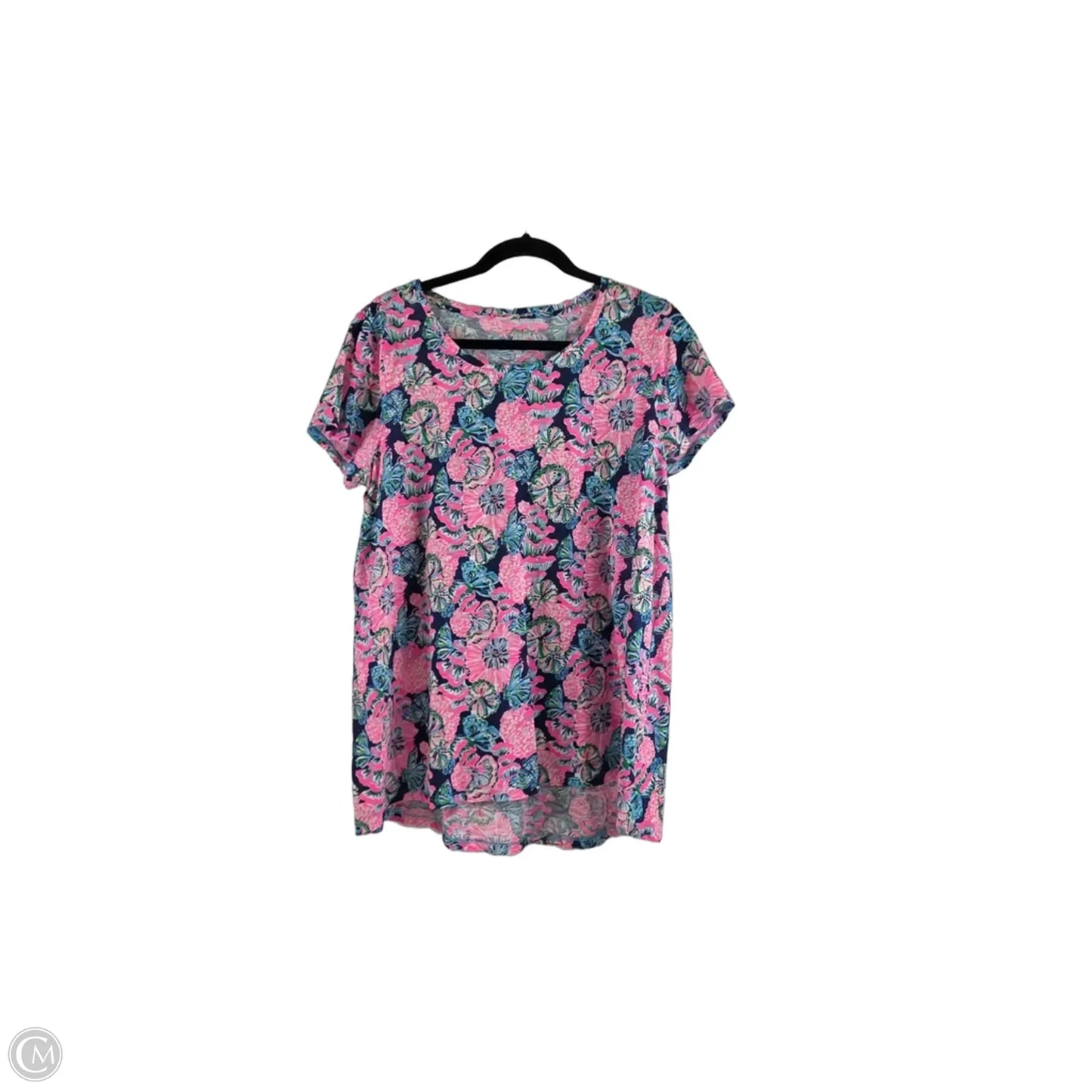 Top Short Sleeve Designer By Lilly Pulitzer In Pink & Purple, Size: L