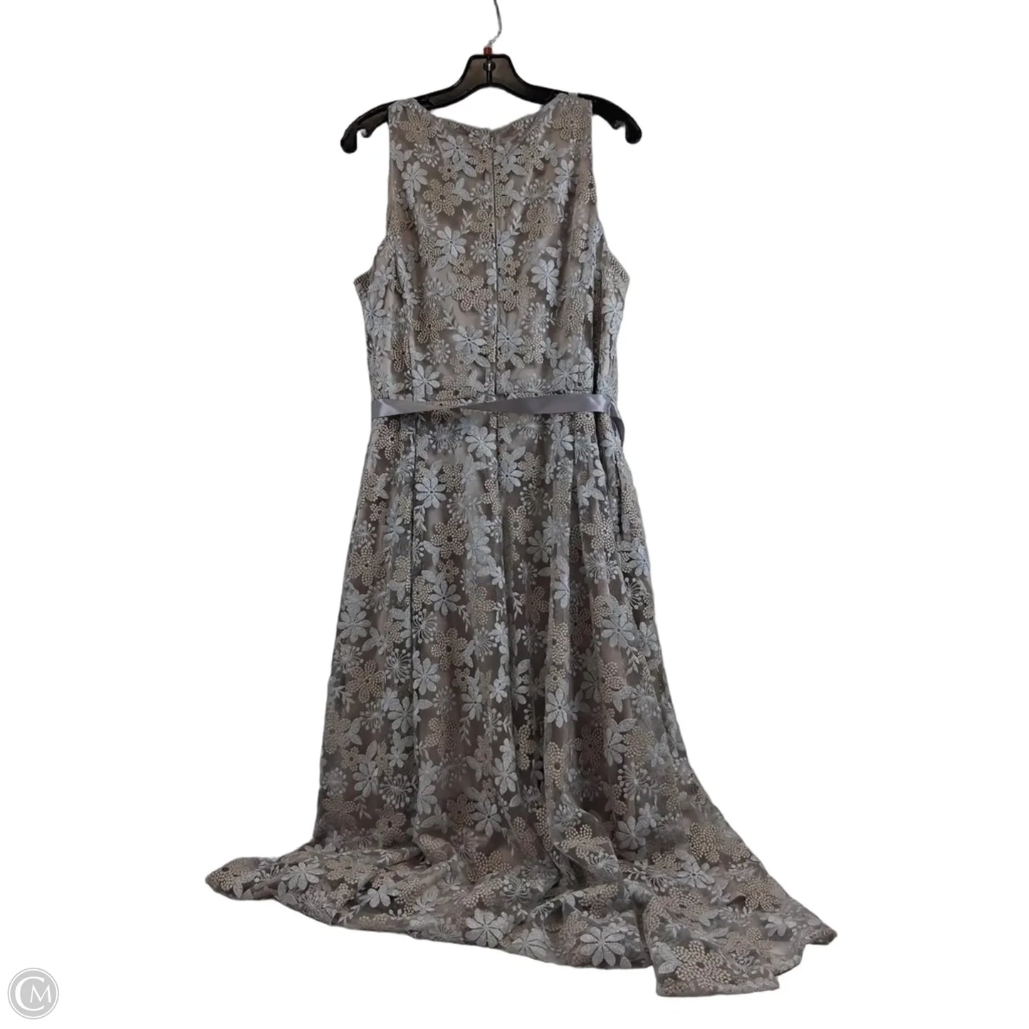 Dress Party Midi By Tahari In Grey & Tan, Size: L