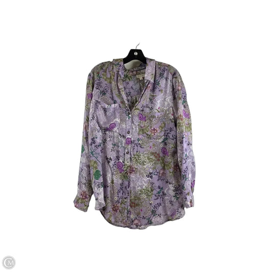 Top Long Sleeve By Pilcro In Green & Purple, Size: S