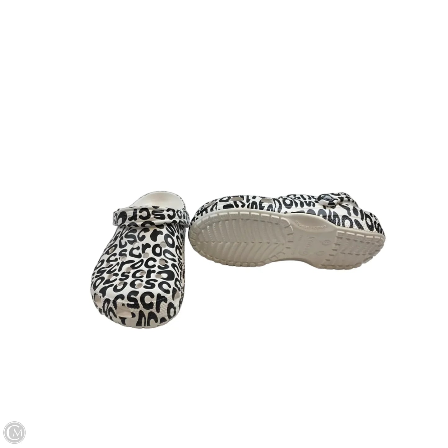 Shoes Flats By Crocs In Black & White, Size: 8