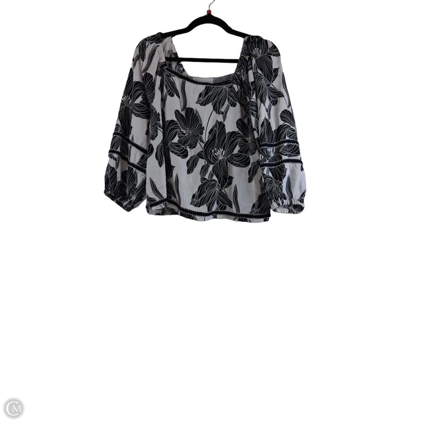 Top Short Sleeve By Tahari In Black & White, Size: L