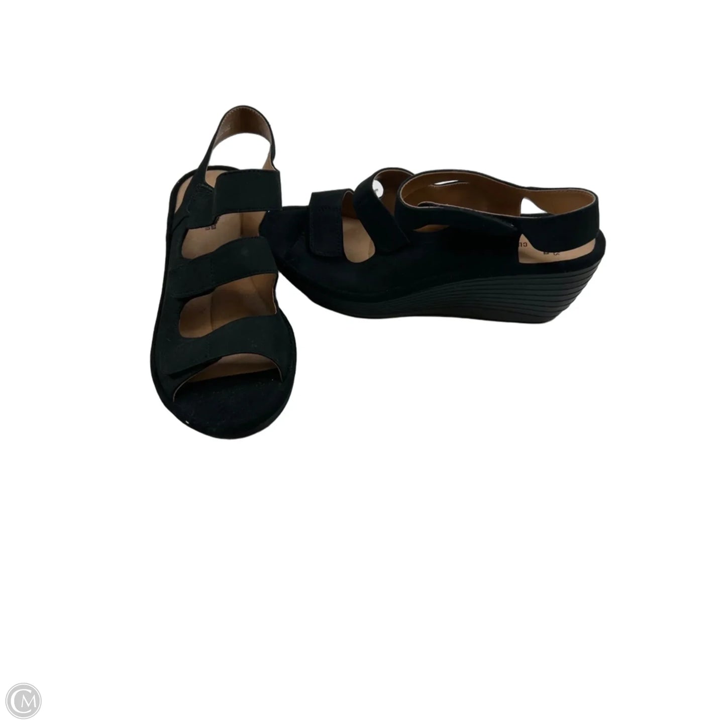 Sandals Heels Wedge By Clarks In Black, Size: 9