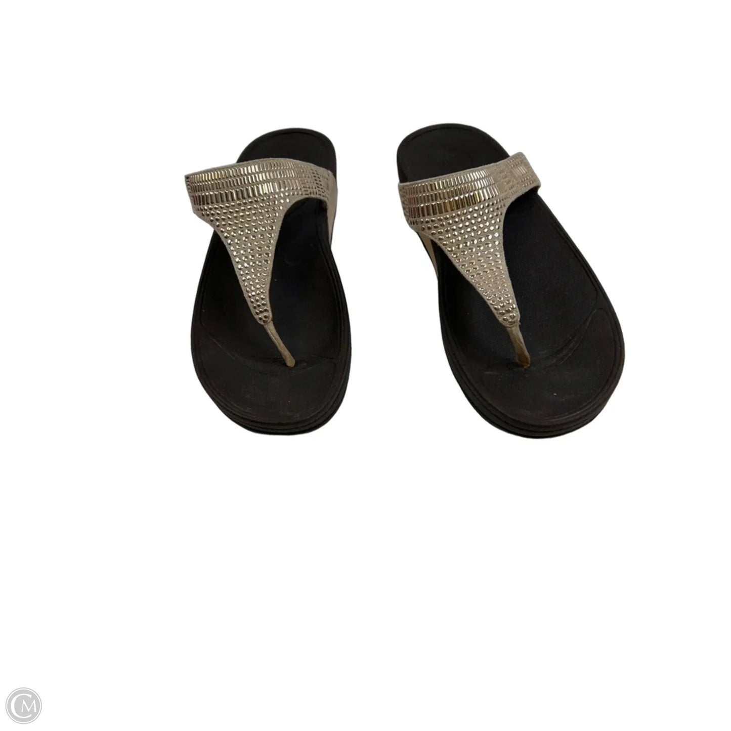Sandals Heels Platform By Fitflop In Brown & Gold, Size: 10