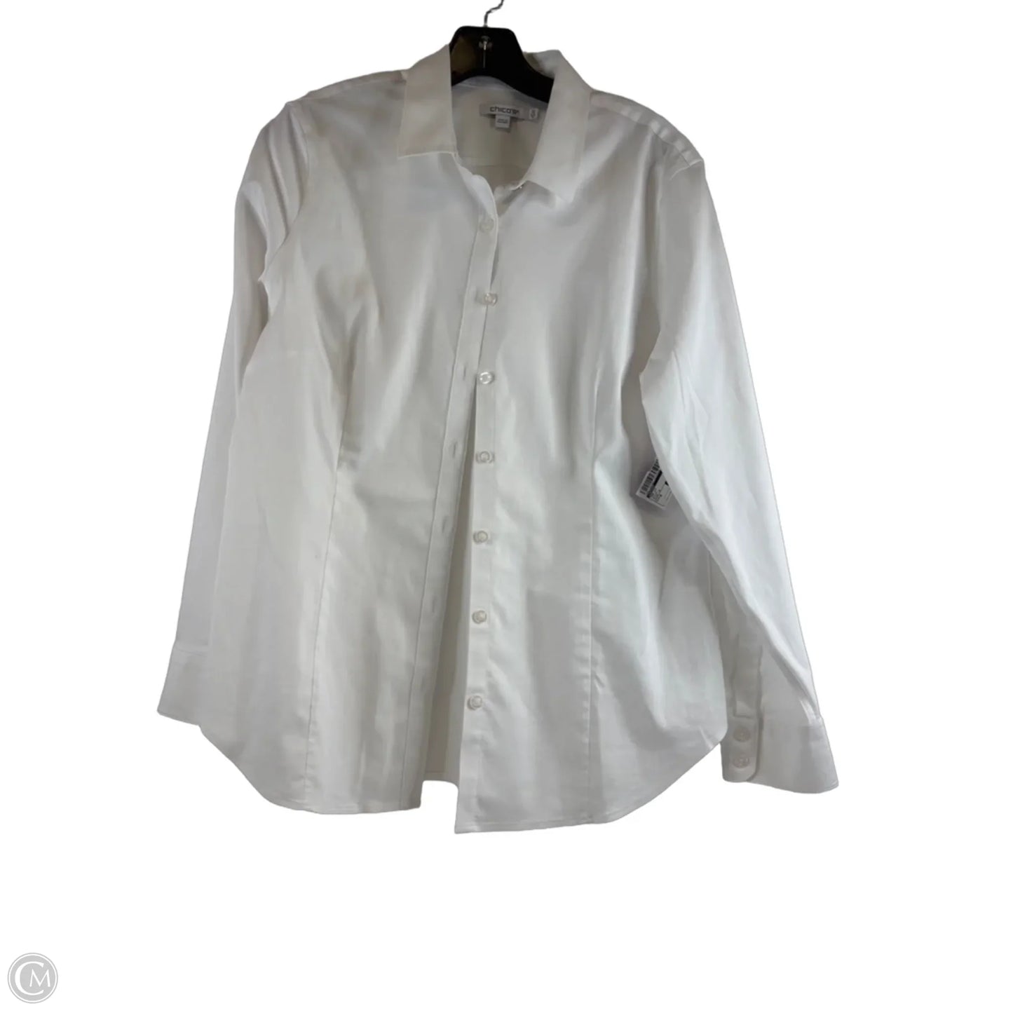 Top Long Sleeve By Chicos In White, Size: M