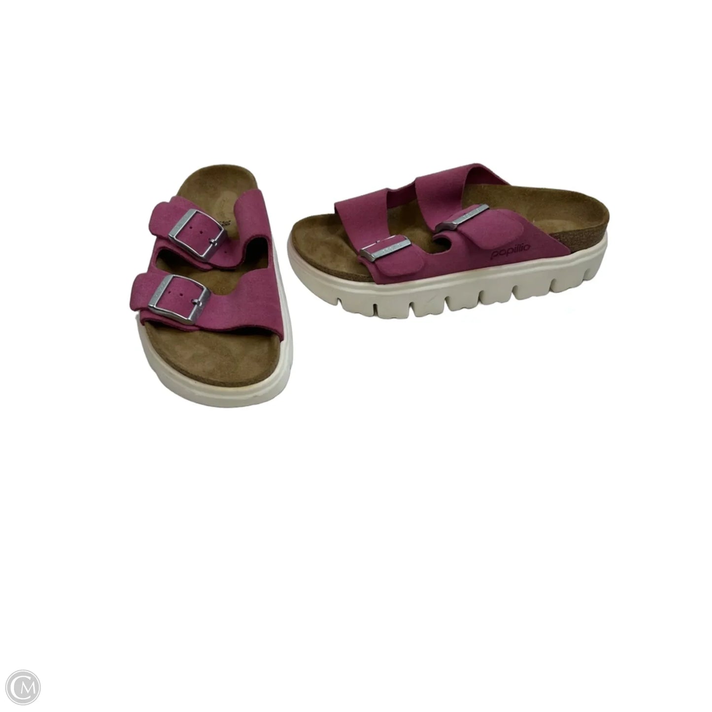 Sandals Flats By Clothes Mentor In Pink & White, Size: 7